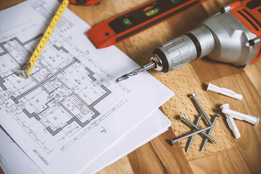 Floor plans on a table